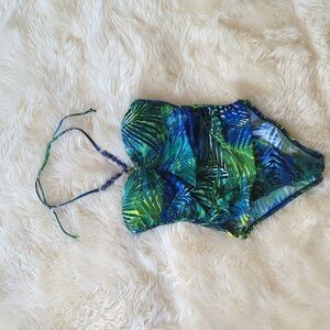 Size 6 Chaps Palm Tropical Swim One Piece Swimsuit Pool Beach
